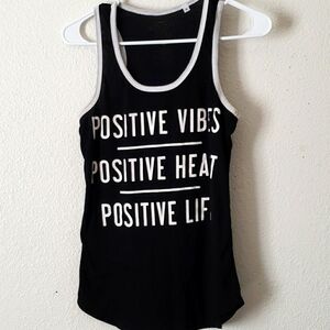 Mighty Fine Tank with Positve Vibes/Heart/Life Size S